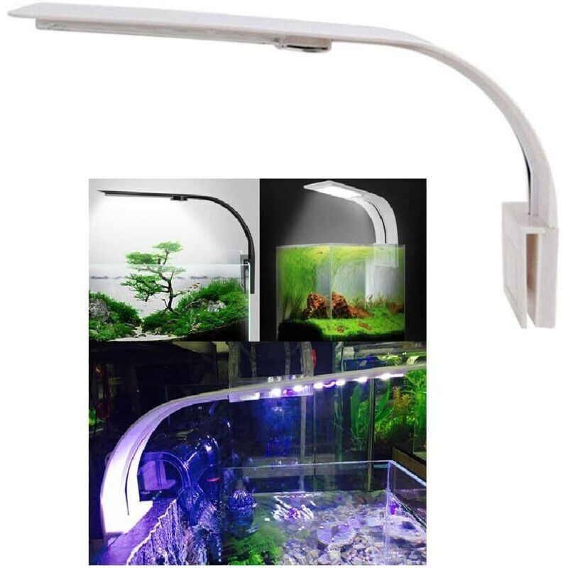 Aquarium Light, LED Lamp, White and Blue Nano Clip-on Light for Fish and Plants, 23-50 cm