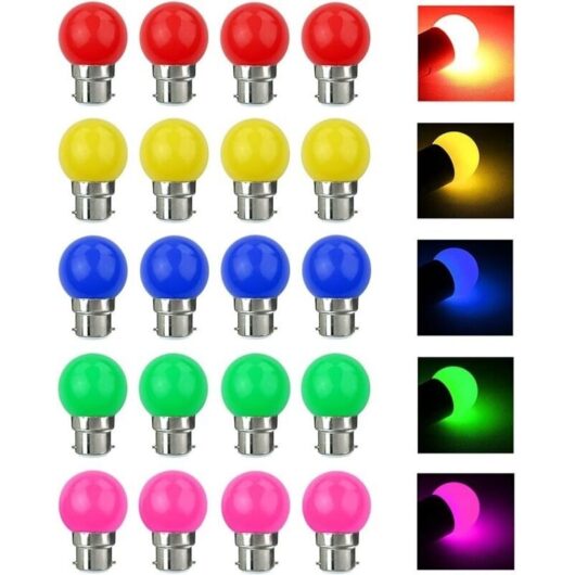 B22 3W Color LED Bulbs Equivalent to 30W 240lm B22 Bayonet Cap Bulbs Multicolor LED String Light Bulbs for Home Bar Party - 20pcs