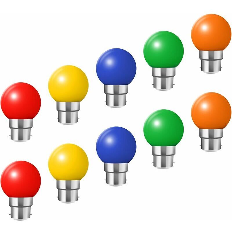 B22 Bayonet Bulbs - Pack of 10 Festoon 2W LED Bulbs (20W Equivalent), Energy-Saving Colored Bulbs