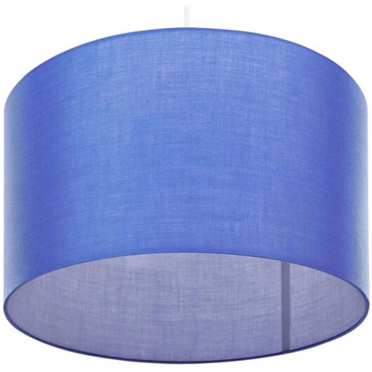 Beliani - Classic Pendant Lamp Fabric Drum Shade White Cord Blue Dulce