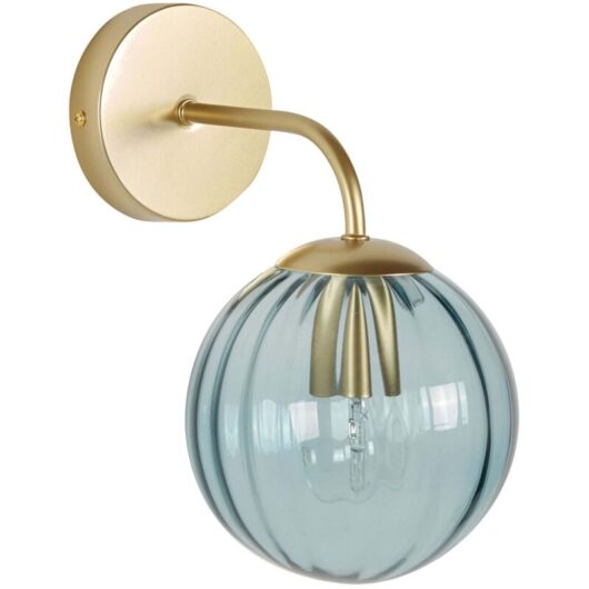 Beliani - Retro Wall Lamp Lighting Glass Globe Shade Iron Base Living Room Bedroom Blue Boomi