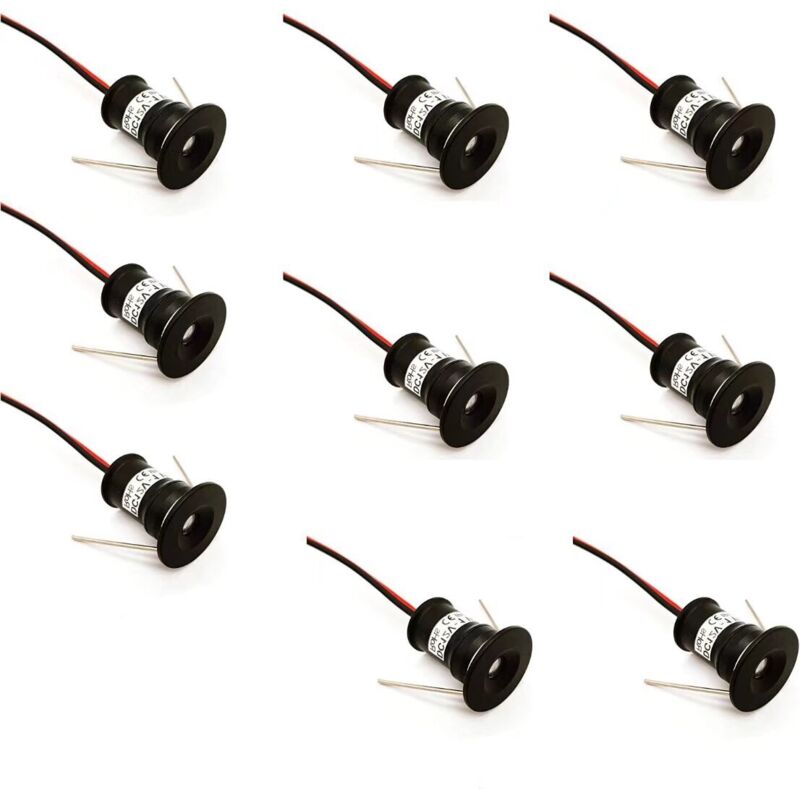 Black 9 Pack 12V 1W Mini LED Recessed Ceiling Spotlights for Kitchen, Staircase, Closet, Hallway, DIY Lighting, Warm White, Cool White, Showcases,