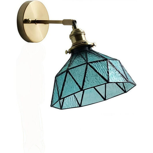Blue crystal style brass wall sconce for bedroom, bedside lamp, bathroom, dressing room, mirror background, creative glass wall lamp, warm light