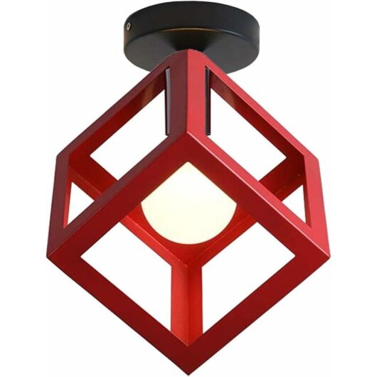 Ceiling Light Fixture Modern Chandelier Cage Shape Vintage Ceiling Lamp Geometric Style Metal Shade E27 Lighting for Bedroom Living Room Restaurant,