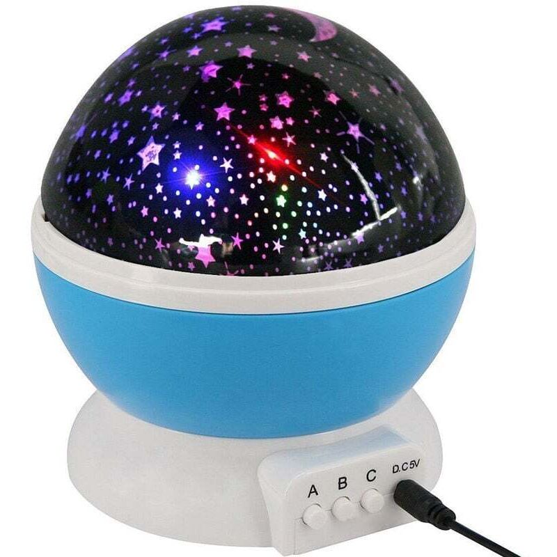 Children's Night Light, 360° Rotating Romantic Projector Lamp, Baby Star Night Light, Bedside Lamp, Mood Lighting Lamp (4 LEDs, 8 Lighting Modes, 2