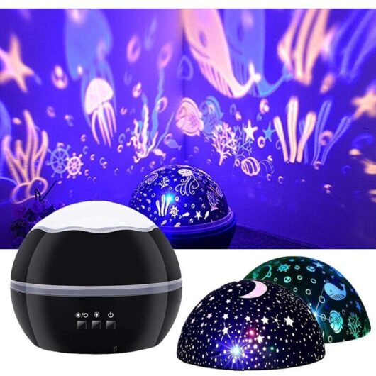 Children's night light, rotating image projector, starry sky, ocean, fish, dolphins, nursery decoration, gift for girls and boys