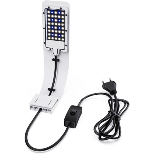 Clip-on aquarium light, ultra-thin aquarium lamp, with white and blue light, 40 LED lights, 8W, white [Energy Class F]