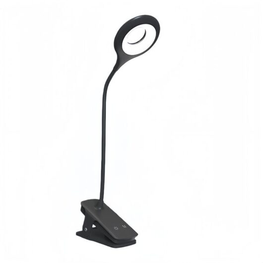 Clip-on bedside reading lamp, 3-color, 3-brightness table lamp with sturdy clip, USB-C rechargeable gooseneck night light for bed