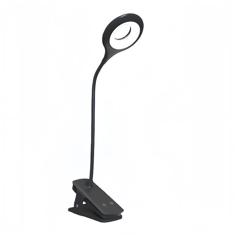 Clip-on bedside reading lamp, 3-color, 3-brightness table lamp with sturdy clip, USB-C rechargeable gooseneck night light for bed