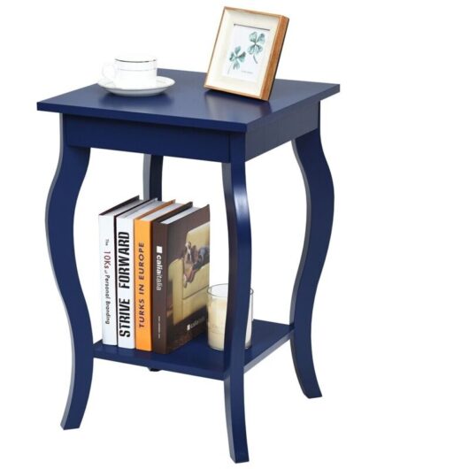 Costway - End Table Accent Table Open Storage Shelves Sofa Side Table-Blue