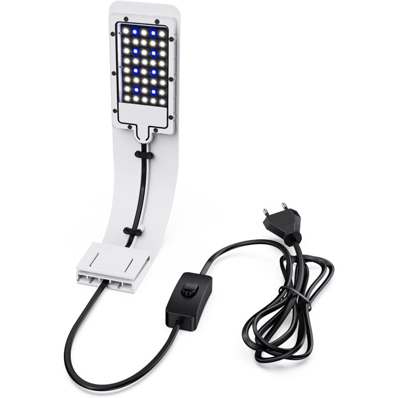 Csparkv - Ultra-thin led Light for Small Aquarium (White), Aquarium Lighting Lamp with 40 LEDs White and Blue Light for Aquarium, 10W, 1200LM