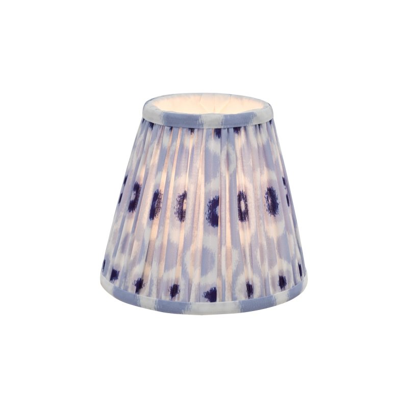 Dar Lighting Ikat Blue And White Cotton Tapered Drum Shade 15cm