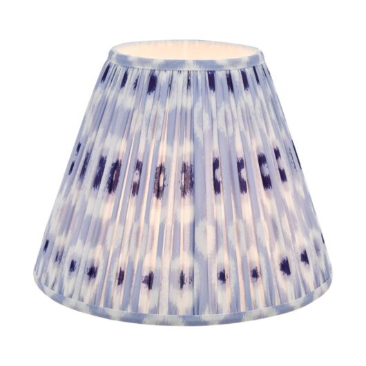 Dar Lighting Ikat Blue And White Cotton Tapered Drum Shade 35cm