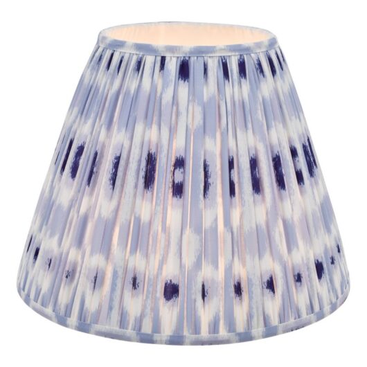Dar Lighting Ikat Blue And White Cotton Tapered Drum Shade 40cm