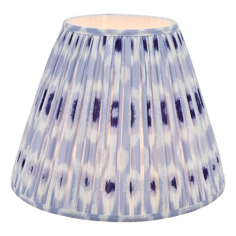 Dar Lighting Ikat Blue And White Cotton Tapered Drum Shade 40cm
