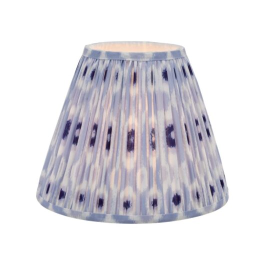 Dar Lighting Ikat Blue Cotton And White Empire Shade 30cm