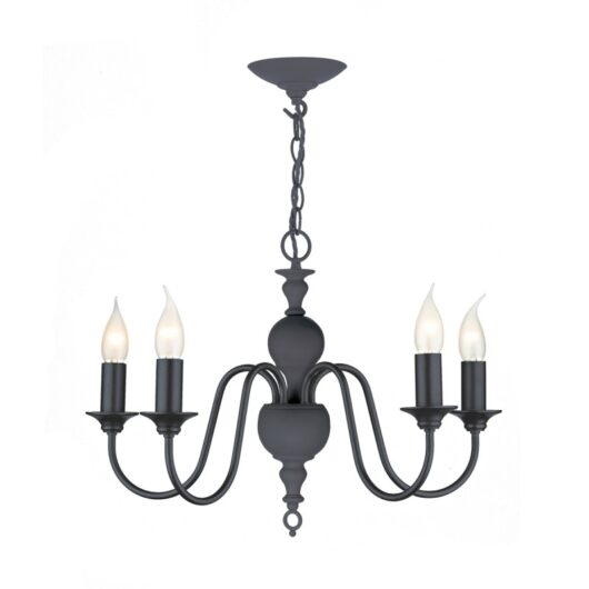 David Hunt Lighting FLE0523 FLEMISH 5 Light Ceiling Pendant Light In Smoke Blue Finish