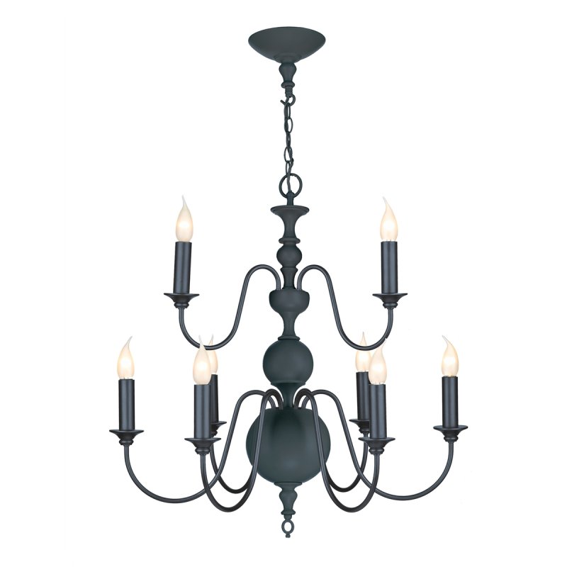 David Hunt Lighting FLE1323 FLEMISH 9 Light Ceiling Pendant In Smoke Blue Finish