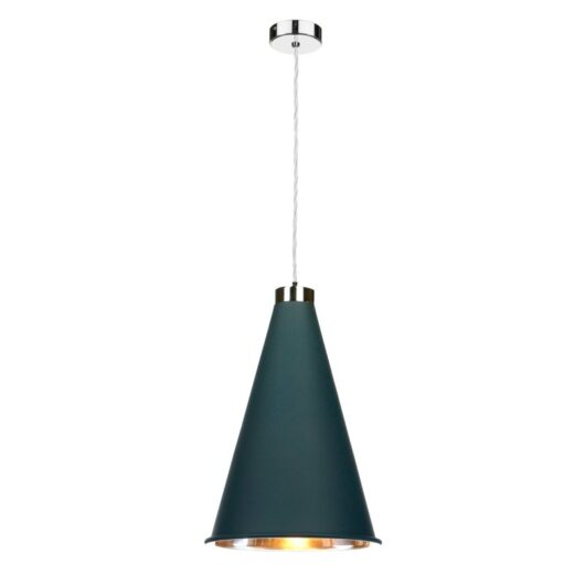 David Hunt Lighting HYD81 HYDE Large Ceiling Pendant Light In Polished Chrome And Smoke Blue