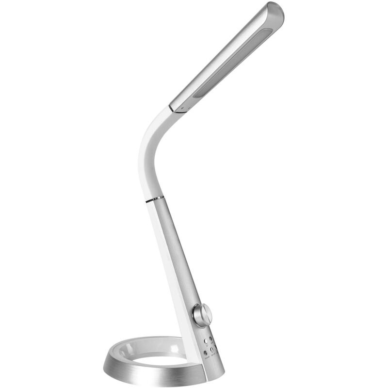 Desk Lamp Silver Synthetic Material 3 CCT Modes Stepless Dimmer USB Port Adjustable Shade Home Office CANOPUS