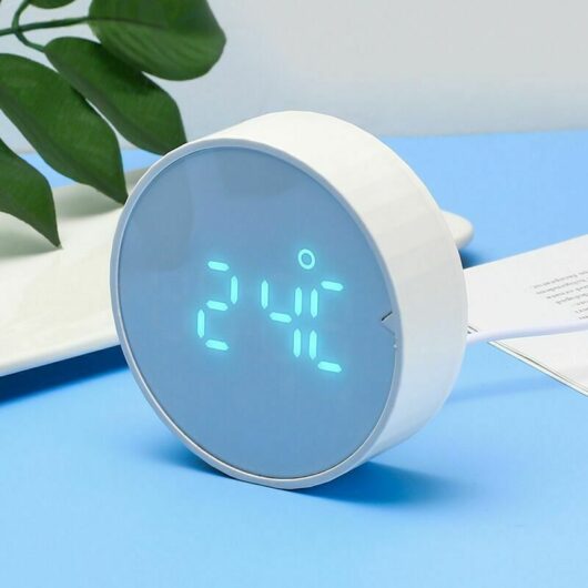 Dewdat - Alarm Clock Smart Clock Timer Mini Round Small Digital led Alarm Clock blue