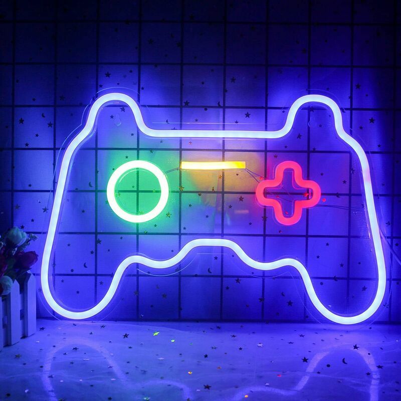 Dewdat - Gamer Neon Sign Gamepad Controller Neon Signs Neon Light Gaming Wall Lights Playroom Decor Blue for Kids Cool Game Room Home Decor 16''x11''