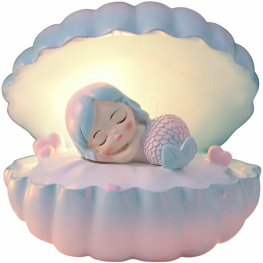 Dewdat - Seashell Mermaid Beach Themed Night Light, Bedside Table Night Lamp Bedroom Light Mermaid Fairy Seashell Night Lamp Ocean Beach Decoration