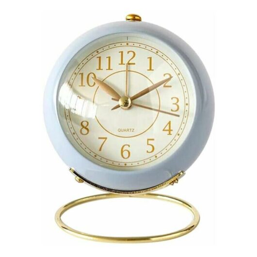 Dewdat - Small Table Clocks, Classic Non Ticking Table Alarm Clock with Backlight, hd Glass Battery Operated Desk Astronaut Clock for Living Room,
