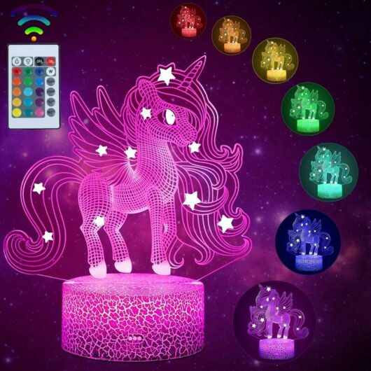 Dewdat - Unicorn night light for children, 3D lamp, for gifts, birthday, festival, bedroom, decoration lamp, children's birthday gift idea