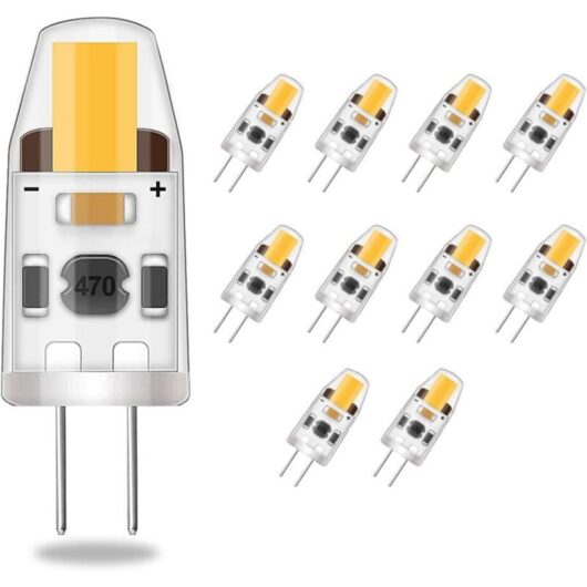 Dimmable G4 LED Bulbs, 2W Equivalent to 20W Halogen Lamp, 200lm Warm White Energy Saving Light Bulb, Flicker-Free, AC/DC 12-24V, G4 Double Pin, 360°
