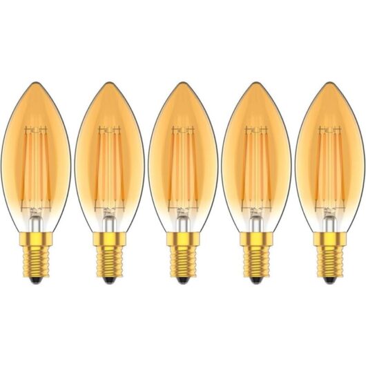 E14 LED Candle Bulbs 4W, 30W Incandescent Bulb Equivalent, 2200K Warm White, 300LM, CRI80+, Small Screw Base, Candelabra LED Bulbs, Pack of 5