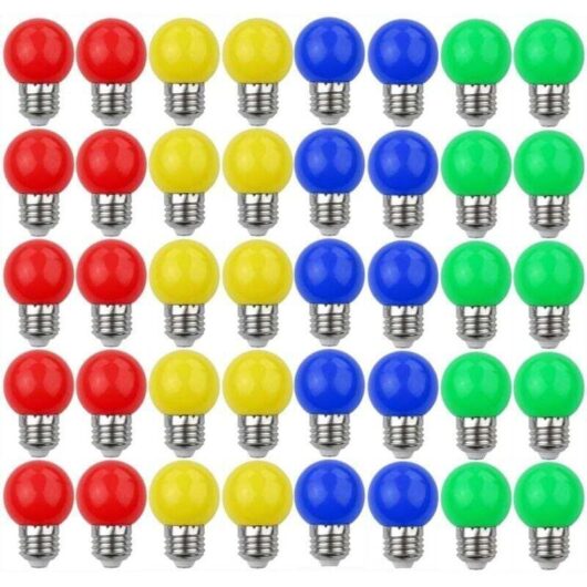 E27 3W=30W Coloured LED Bulbs Decorative and Design Light 240 Lumens AC220V-240V Mixed Colour Decorative Lamp Red Yellow Blue Green - Pack of 40