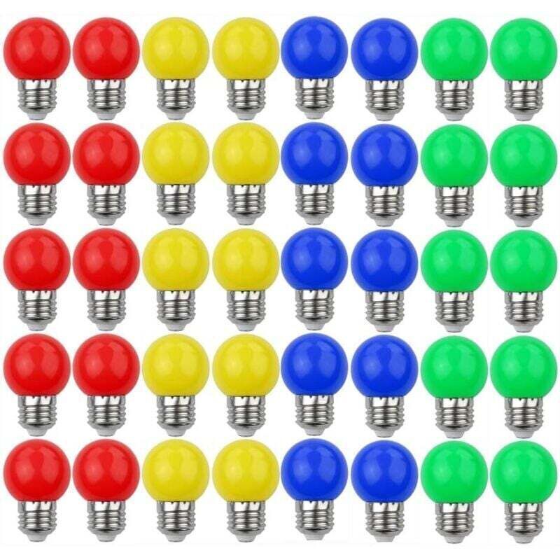 E27 3W=30W Coloured LED Bulbs Decorative and Design Light 240 Lumens AC220V-240V Mixed Colour Decorative Lamp Red Yellow Blue Green - Pack of 40