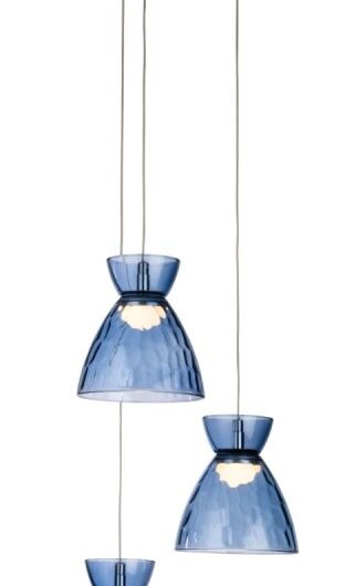 Firstlight 6842CHBL Royale LED 3 Light Cluster Ceiling Light In Chrome With Blue Dimpled Glass