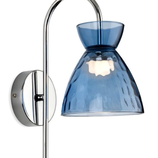 Firstlight 6843CHBL Royale LED Wall Light In Chrome With Blue Dimpled Glass
