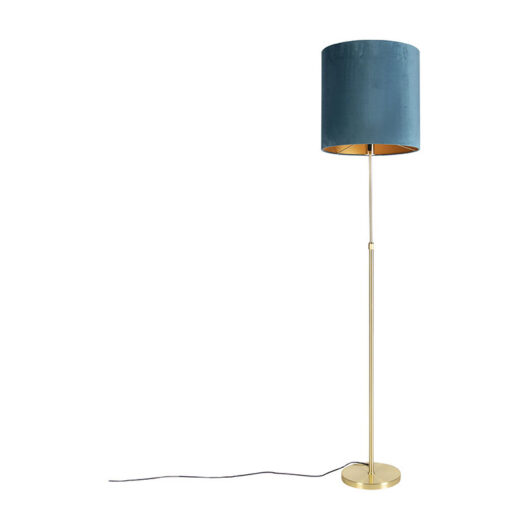 Floor Lamp Gold/Brass with Blue Velvet Lampshade 40/40 cm - Parte