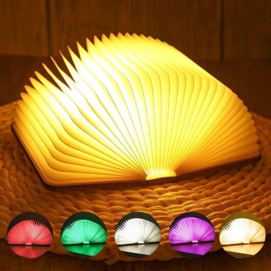 Folding Wooden LED Book Lamp, 5 Colors, LED Table Lamp, Book-Shaped Lamp, USB Rechargeable LED Paper Lamp, Christmas Gift Idea, Folding and Magnetic