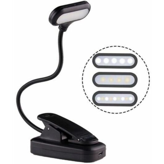 Gotrays - Reading Light for Reading in Bed at Night, Clip on Amber Book Light, Warm led Reading Night Light, usb Rechargeable
