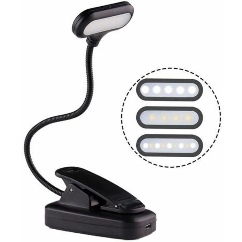 Gotrays - Reading Light for Reading in Bed at Night, Clip on Amber Book Light, Warm led Reading Night Light, usb Rechargeable
