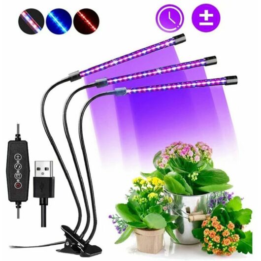 Growth Lamp, 60 LEDs Full Spectrum Adjustable Clip-On Horticultural Lamp Plant Lamp with 3 Timer and Auto Function on / off Lamp