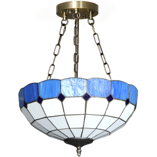 HOMCOM Ceiling Light, Vintage Tiffany Style Chandelier with 3 E27 Sockets