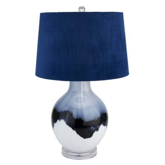 Hill Interiors - Ice Shadows Table Lamp with Lampshade - Glass - L41 x W41 x H67 cm - Black/Blue/White