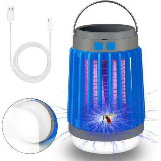 Hoopzi - Outdoor Lighting - Fly Screen 3 in 1 Mosquito Repellent Camping Lamp - Blue