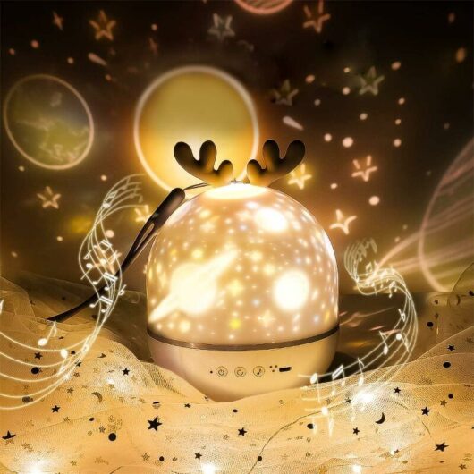 Hoopzi - Starry Projector Lamp with Remote Control, Cute Elf Projection with Rotating Timer and Built-in Remote Control 8 Songs usb Charging Gifts