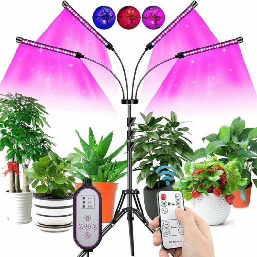 Horticultural Lighting LED Grow Light, 80 LEDs Plant Lamp with Adjustable Tripod 60-160cm, Full Spectrum Grow Light with Auto-On/Off Timer 4/8/12H
