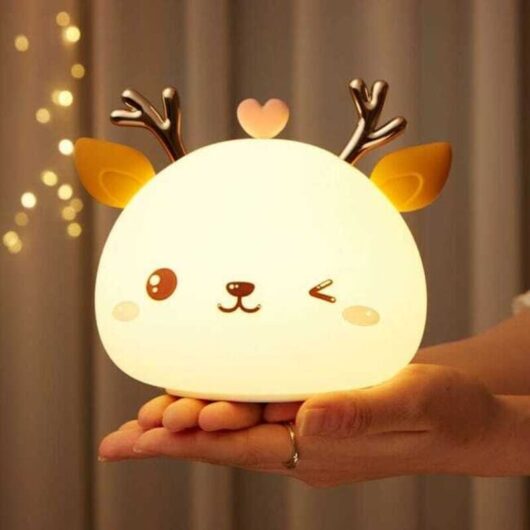 Ikodm - Baby Night Light, Rechargeable led Children's Night Light, Bedside Lamp, 7 Colors Portable Silicone, Multicolor Deer Lamp with Touch Control,