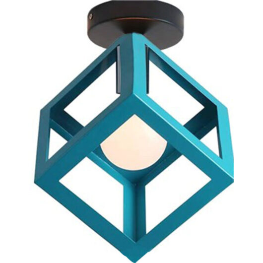 Industrial Ceiling Light Blue Vintage Ceiling Lights Cage Chandelier Retro Ceiling Light Indoor