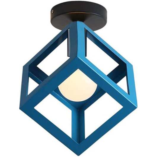 Industrial Ceiling Light Blue Vintage Ceiling Lights Cage Chandelier Retro Ceiling Light Indoor Home
