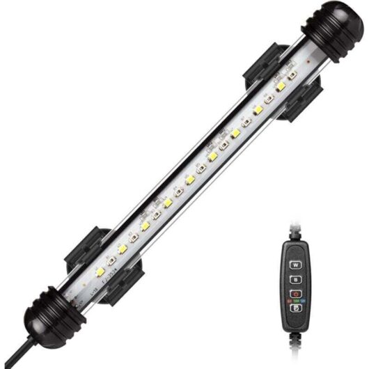 LED Aquarium Lamp, Submersible Aquarium Lamp with Automatic On/Off Timer, Colour Changing Blue and White LED Lighting for Aquariums from 20 to 40 cm