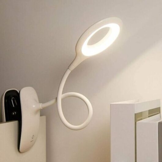 LED Clip-on Reading Lamp with Touch Sensor, Desk Lamp for Children's Bed, 360° Flexible Gooseneck Clip-on Lamp, USB Rechargeable Book Light for